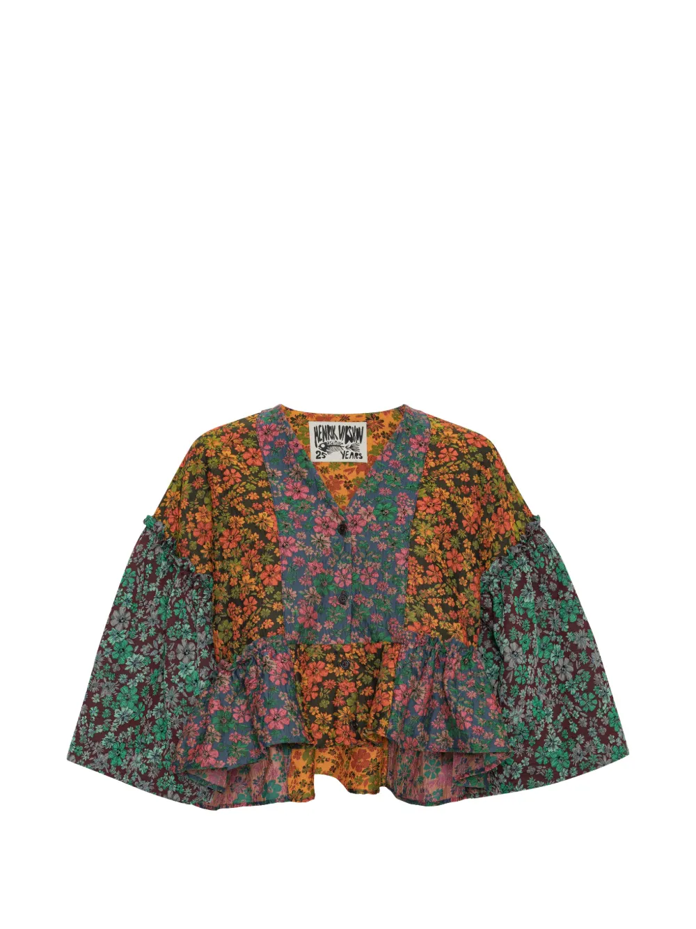 Henrik Vibskov floral-patchwork peplum blouse Groen