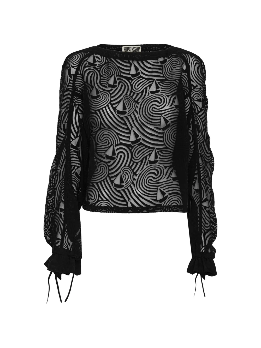 Henrik Vibskov semi-sheer wave-motif blouse Zwart