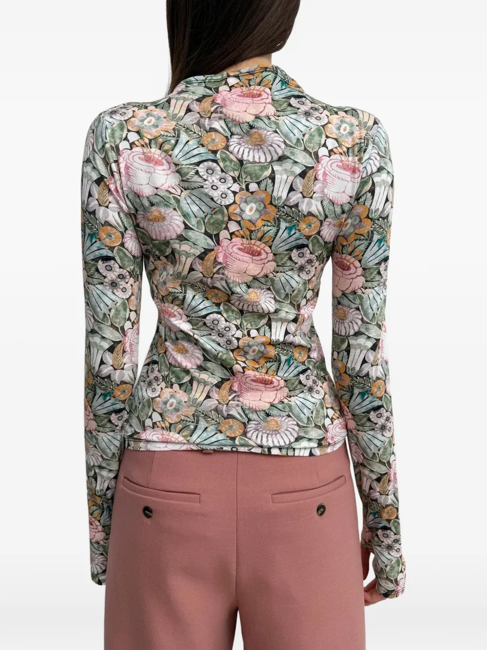 Rodebjer The Karlai floral-print long-sleeve top Groen