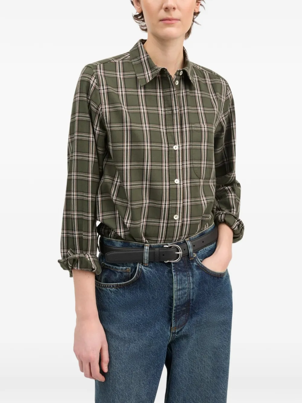 Skall Studio Nico check-print shirt Groen