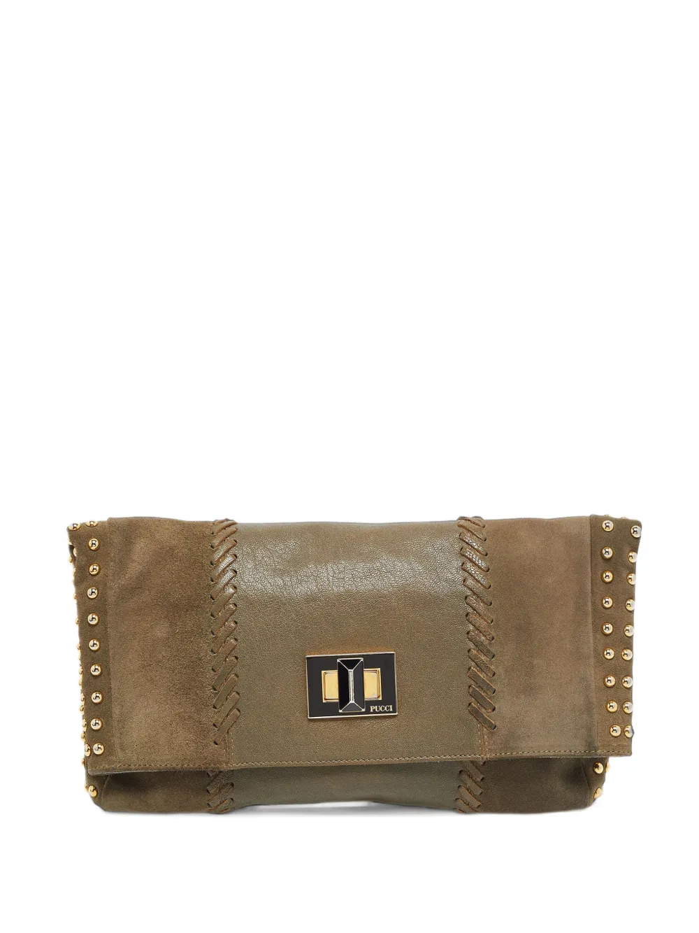 PUCCI Pre-Owned stud-embellished clutch bag - Marrone