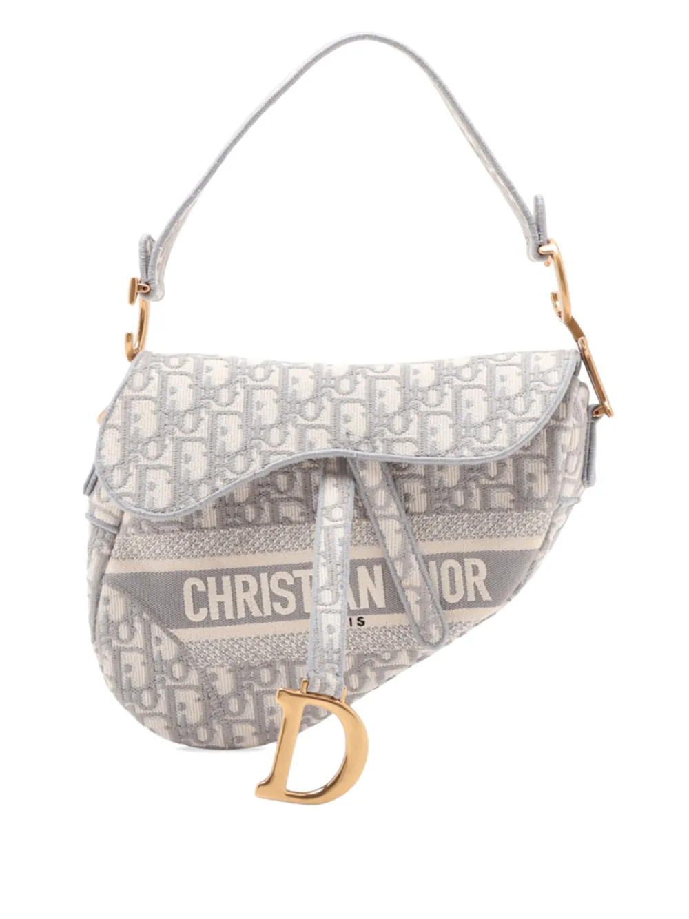 Christian Dior Pre-Owned 2010-2026 Oblique Embroidered Canvas Saddle Bag shoulder bag - Grau