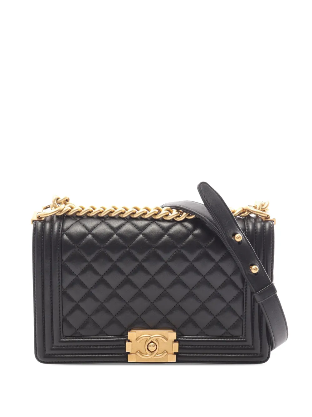 CHANEL Pre-Owned 2017-2018 Old Medium Quilted Lambskin Boy Flap crossbody bag - Schwarz