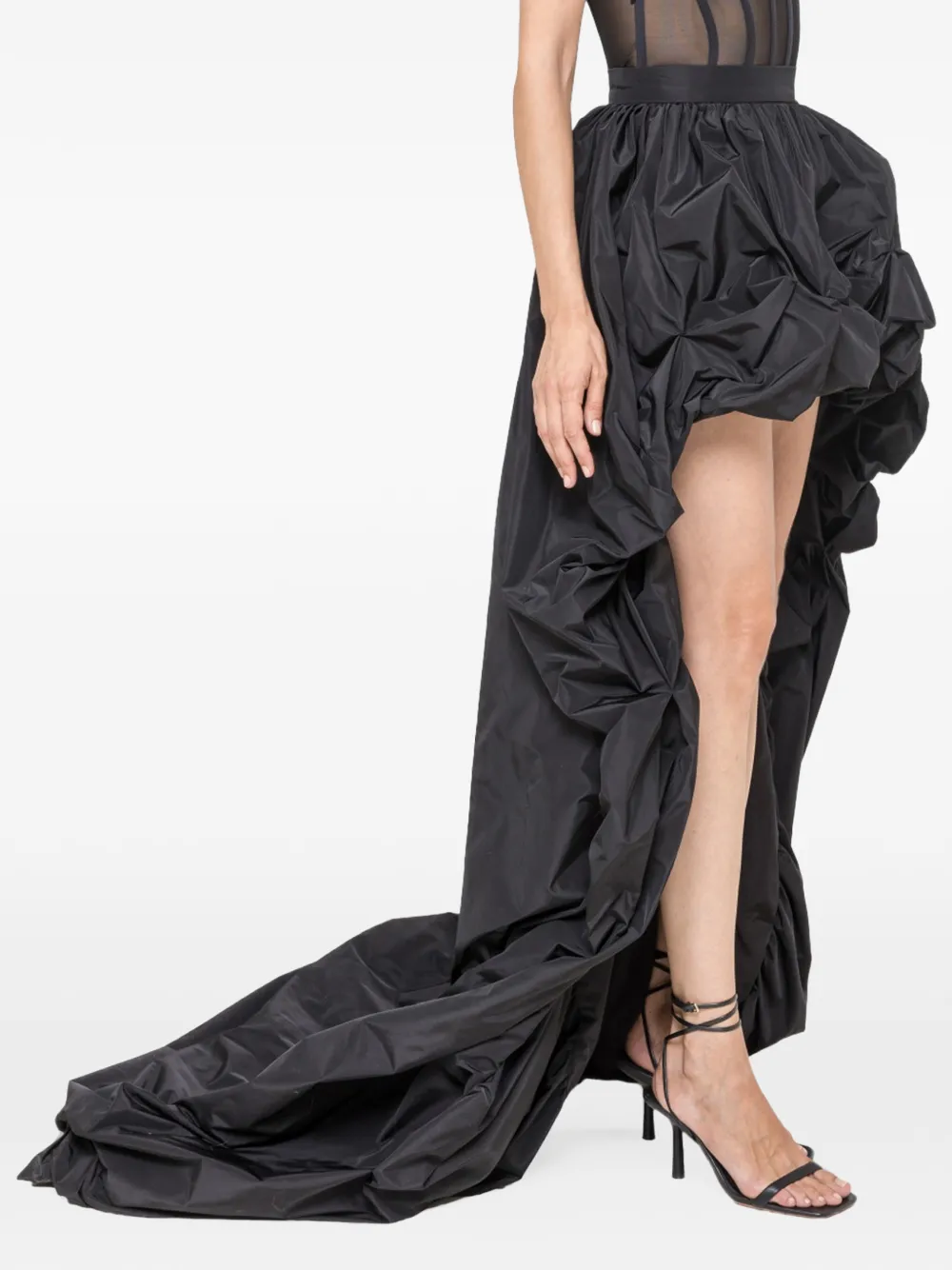 NISSA asymmetric taffeta skirt Zwart