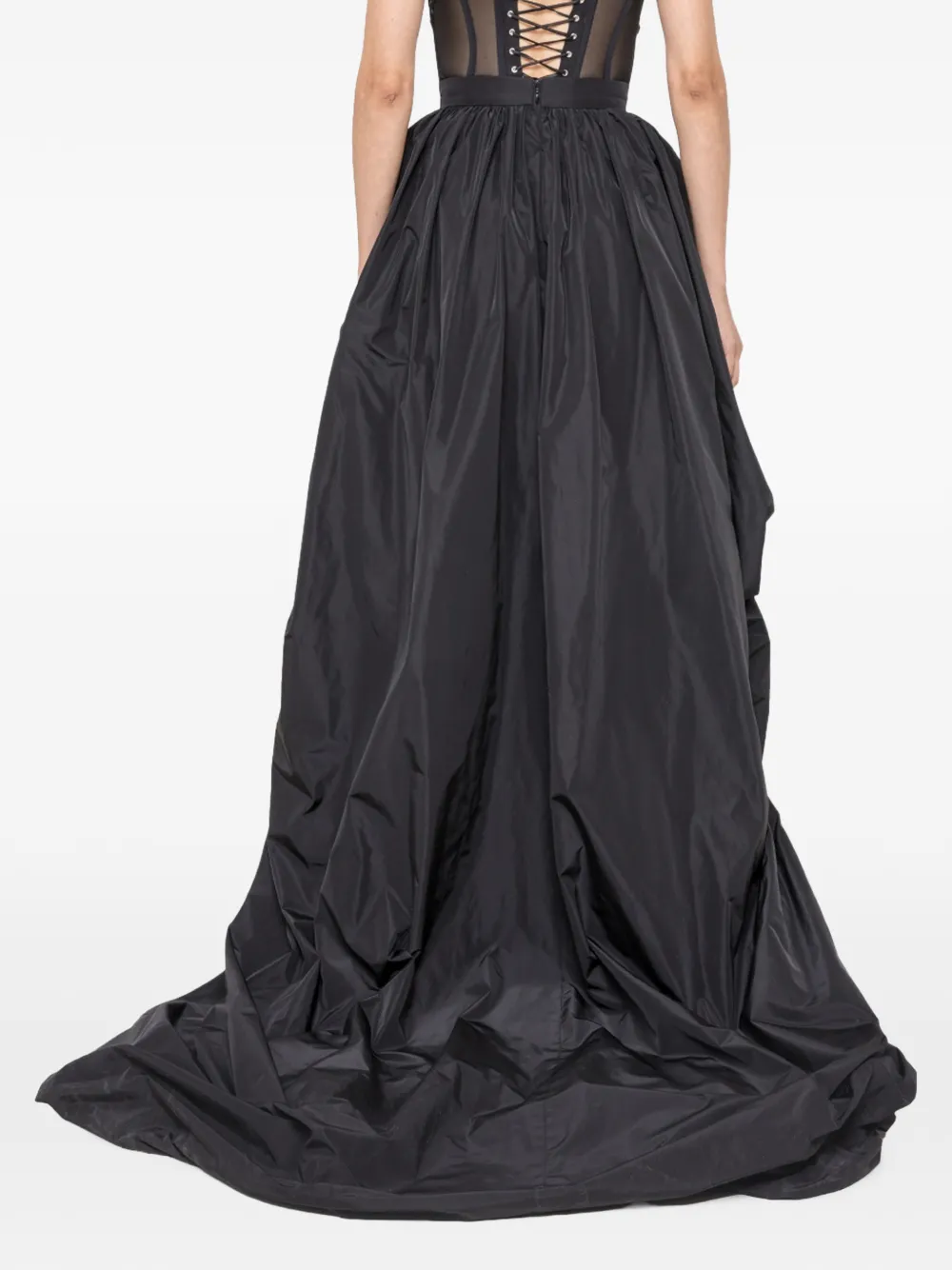 NISSA asymmetric taffeta skirt Zwart