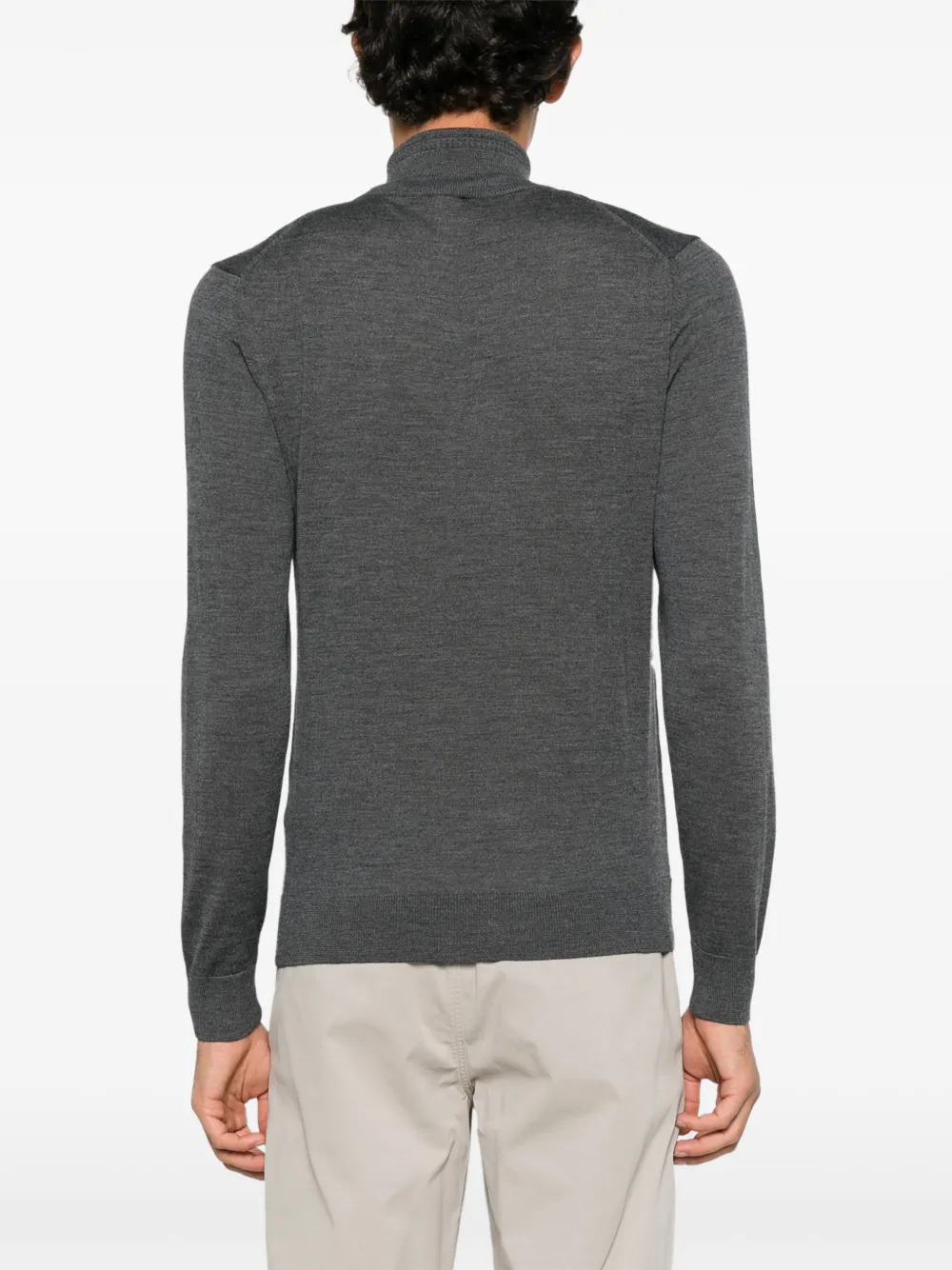 ETRO half-zip Pegasus-embroidered sweater Grijs