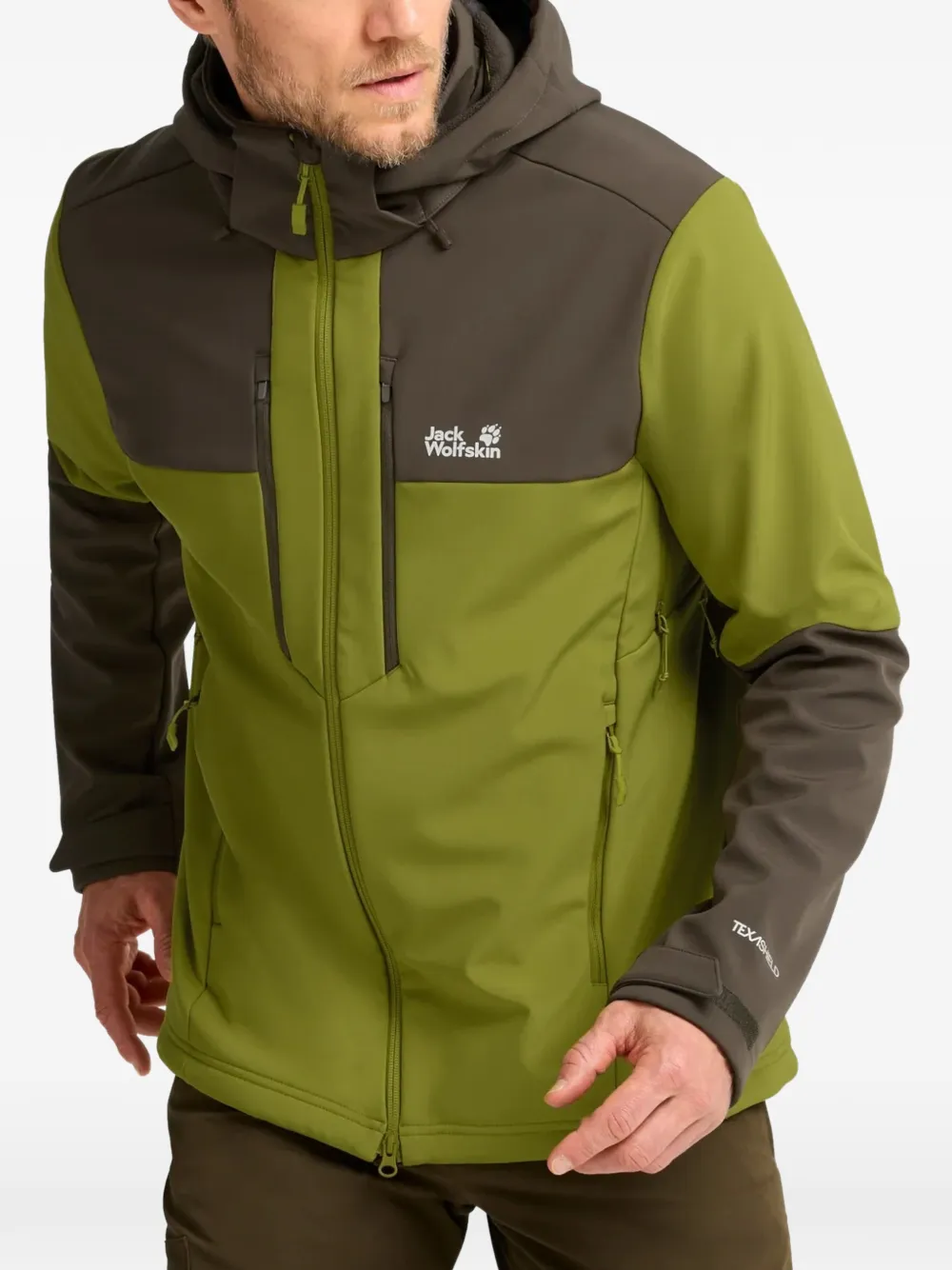JACK WOLFSKIN Jasper JKT M colour-block hooded jacket Groen