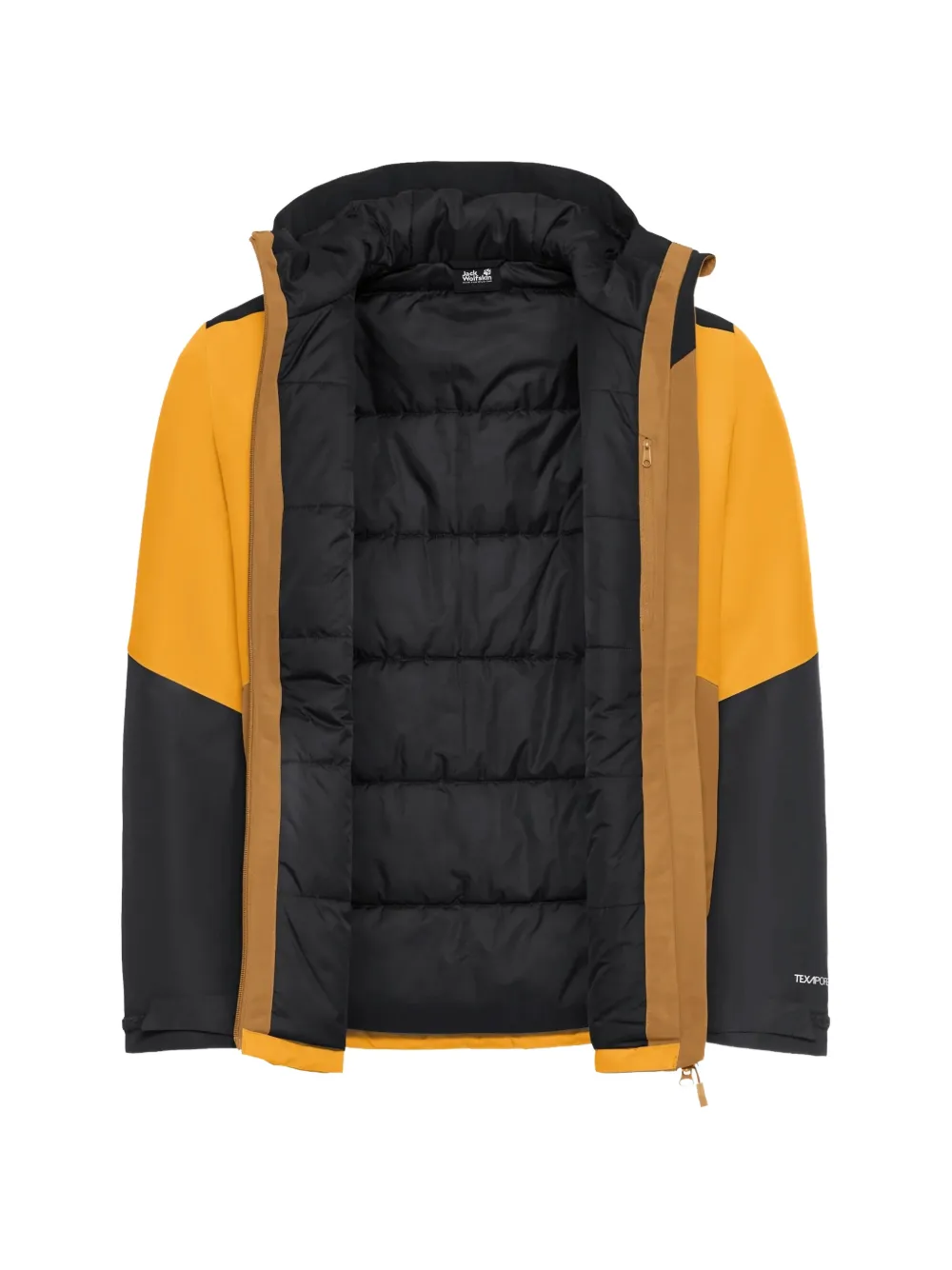 JACK WOLFSKIN colour-block hooded jacket Geel