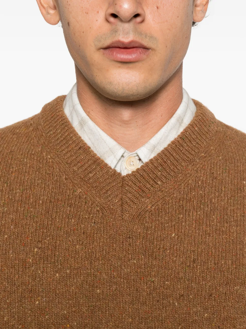 Universal Works flecked V-neck sweater vest Bruin