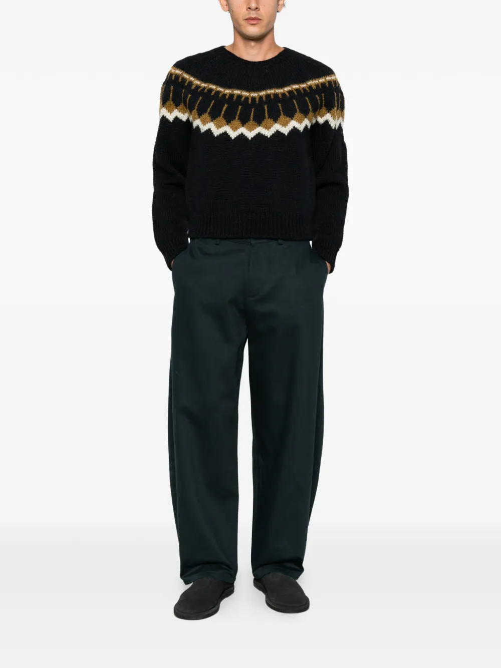 YMC Wollen trui met Fair Isle-patroon Blauw