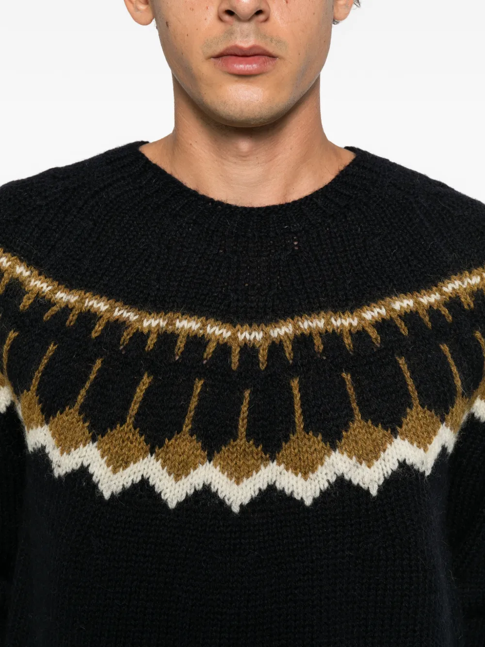 YMC Wollen trui met Fair Isle-patroon Blauw