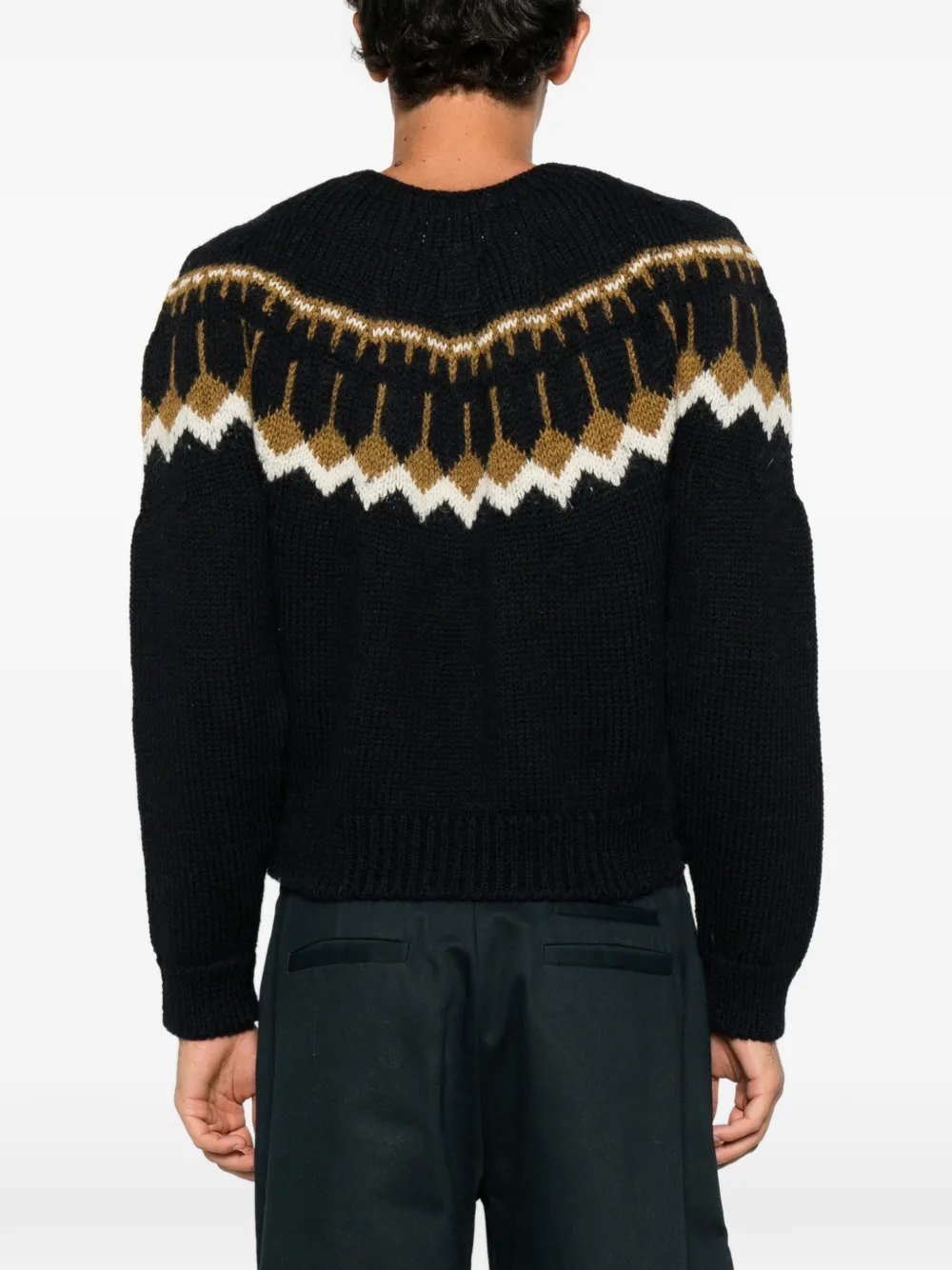 YMC Wollen trui met Fair Isle-patroon Blauw