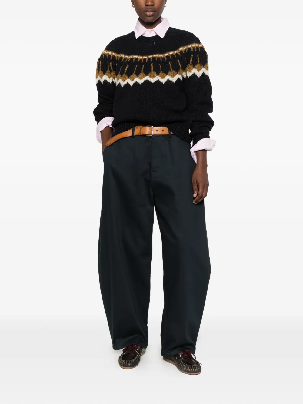 YMC Wollen trui met Fair Isle-patroon Blauw