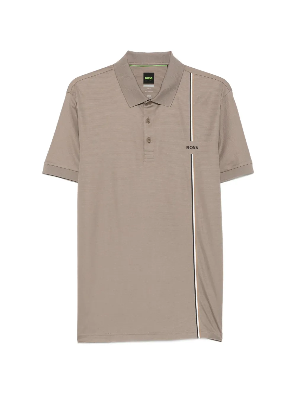 BOSS logo-print striped polo shirt - Toni neutri