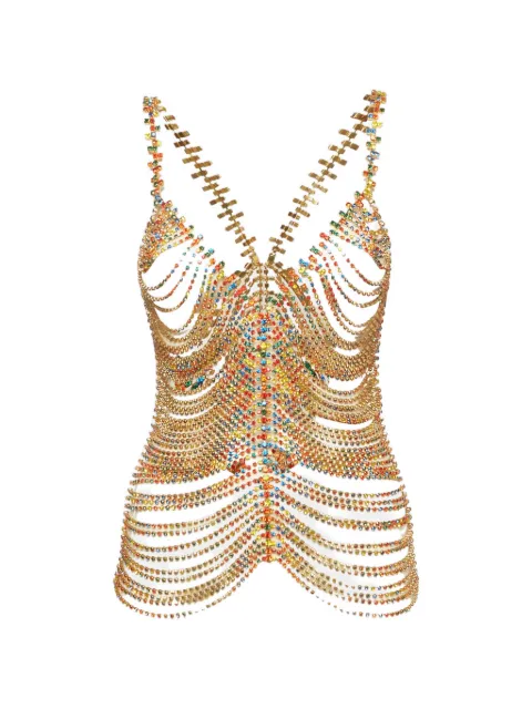 AREA crystal-embellished draped top