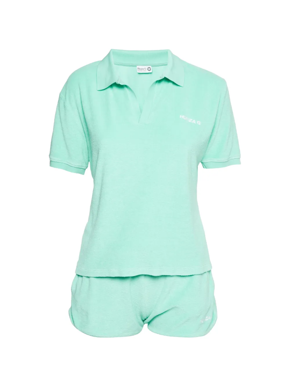 Hunza G logo-embroidered terry shorts set - Verde