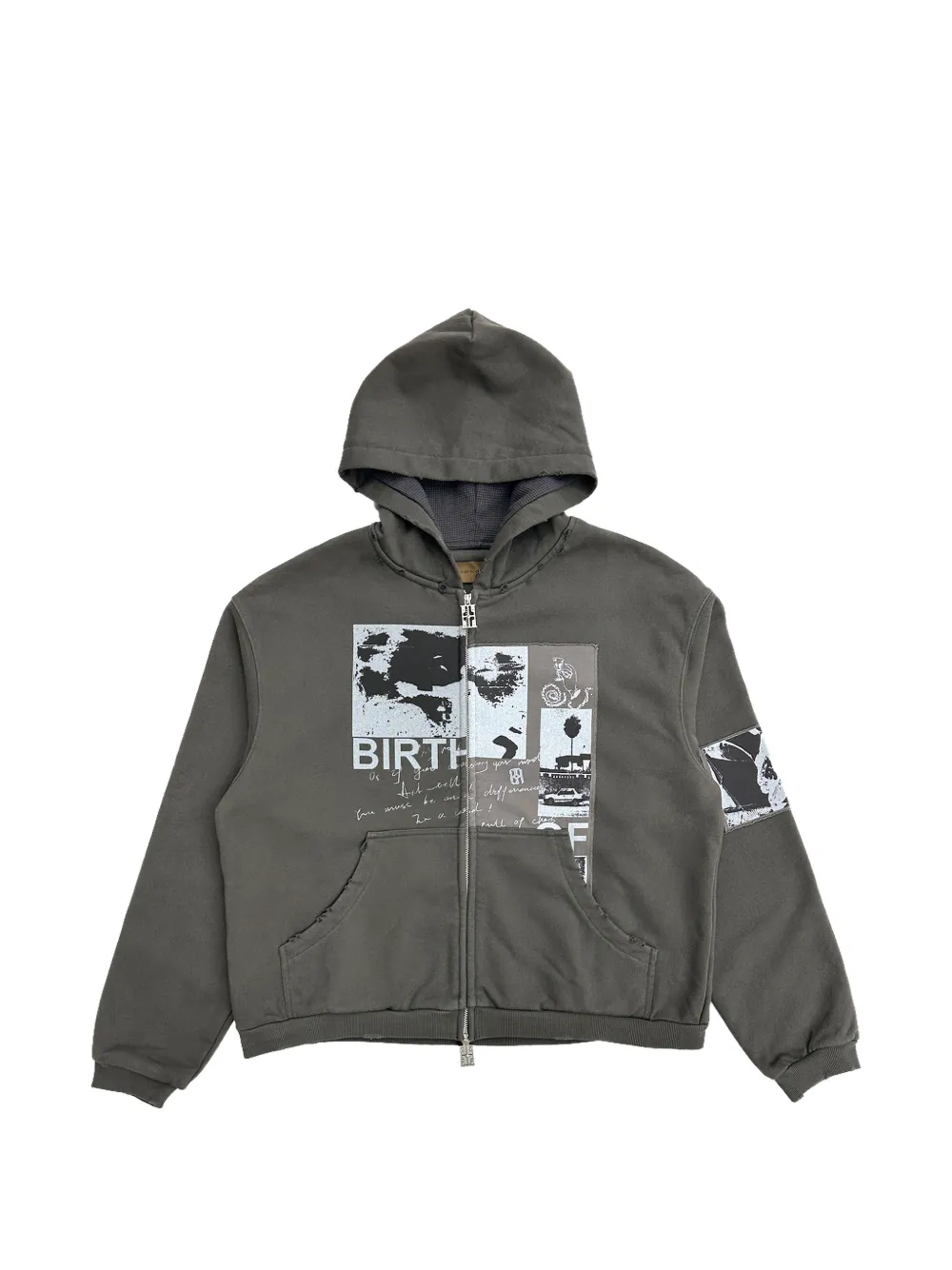BIRTH OF ROYAL CHILD 90s Hollywood patch zip-up hoodie - Grey