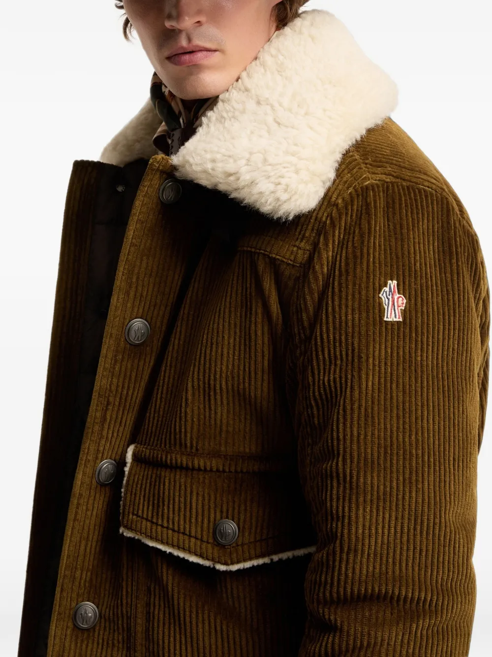 Moncler Grenoble Givrand corduroy fur-collar padded jacket Bruin