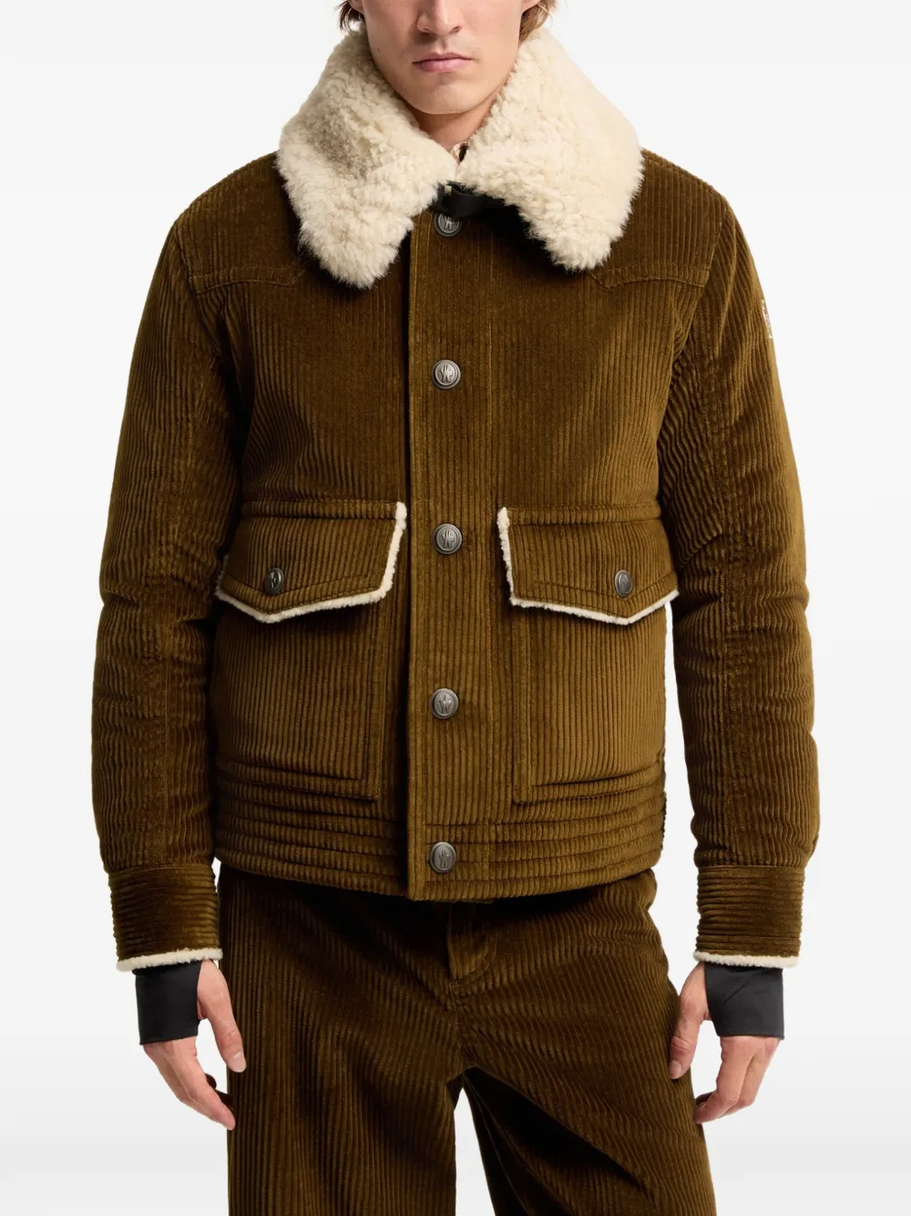 Moncler Grenoble Givrand corduroy fur-collar padded jacket Bruin