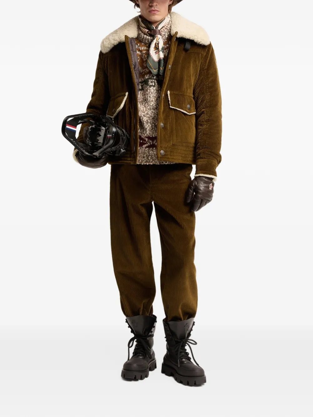 Moncler Grenoble Givrand corduroy fur-collar padded jacket Bruin