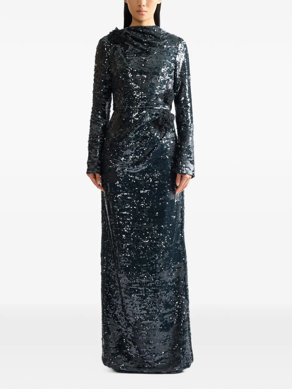 ERDEM sequin-embellished corsage-detail gown Groen