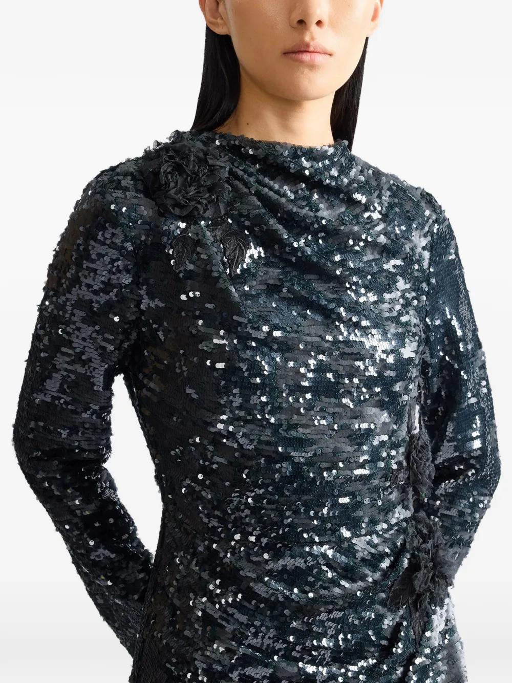 ERDEM sequin-embellished corsage-detail gown Groen