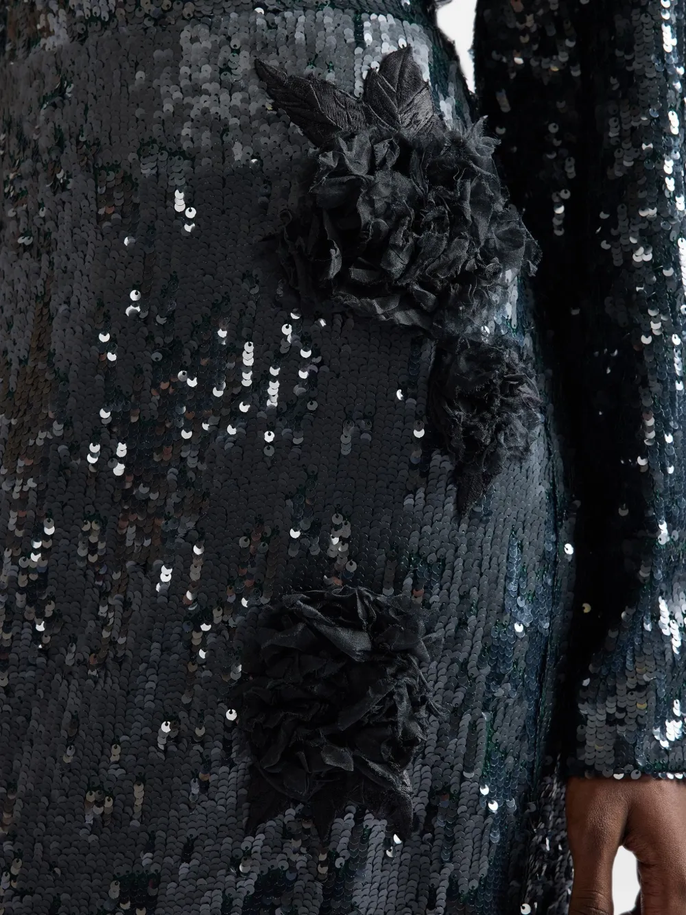 ERDEM floral-applique sequin-embellished midi skirt Groen
