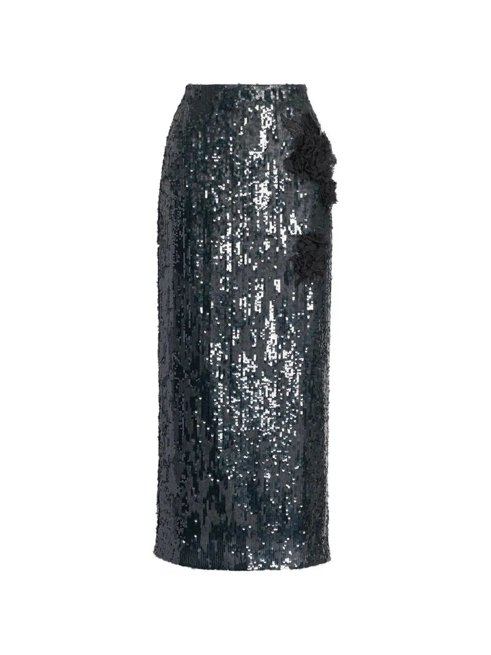 ERDEM floral-applique sequin-embellished midi skirt - Grün
