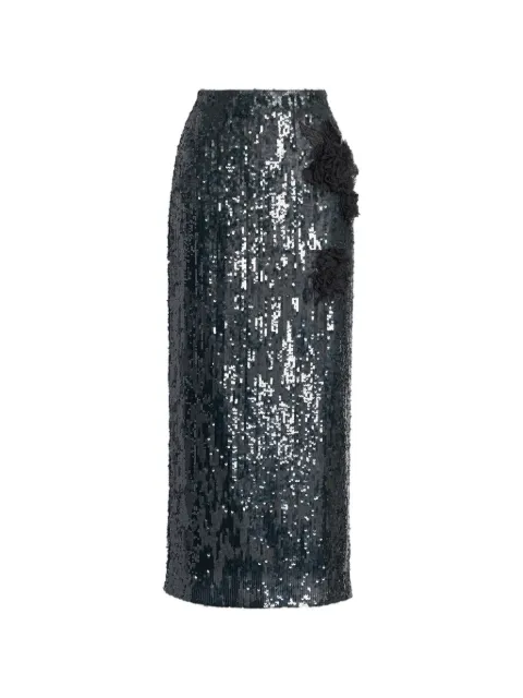 ERDEM floral-applique sequin-embellished midi skirt
