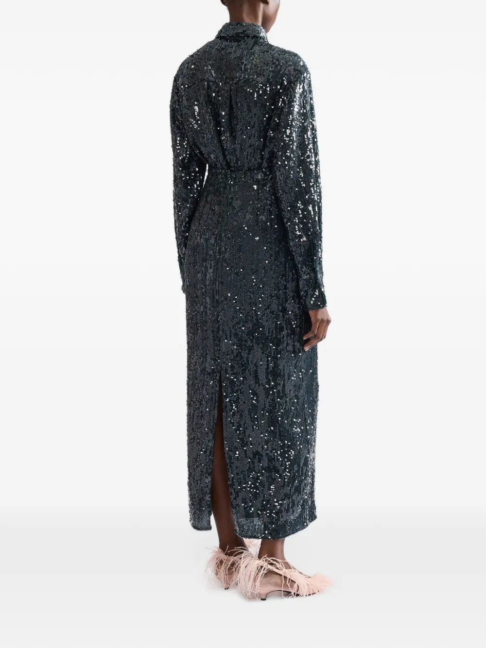 ERDEM floral-applique sequin-embellished midi skirt Groen