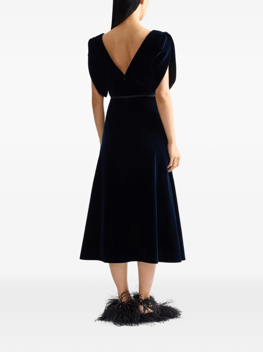 ERDEM embellished velvet midi dress Blauw