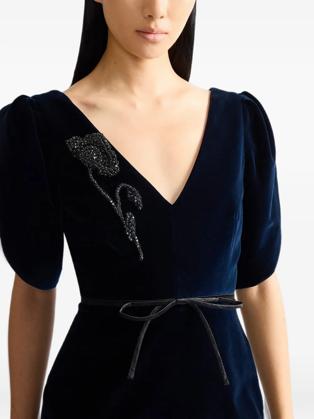 ERDEM embellished velvet midi dress Blauw