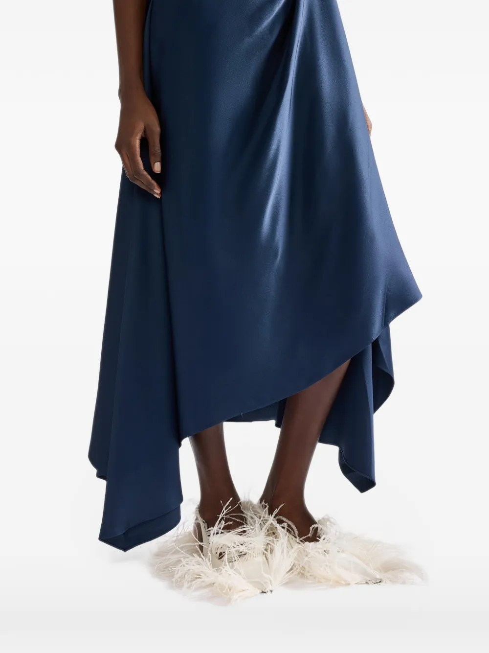 ERDEM satin draped midi skirt Blauw