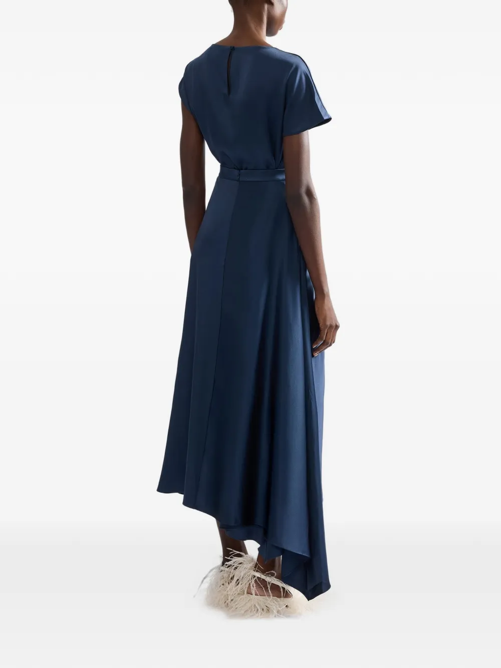 ERDEM satin draped midi skirt Blauw