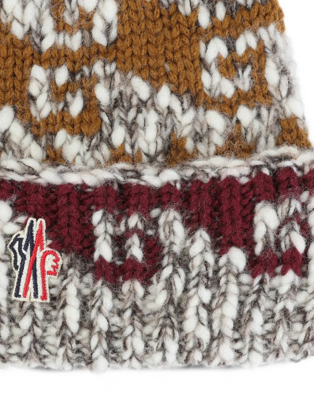 Moncler Grenoble pom-pom intarsia-knit beanie hat Beige