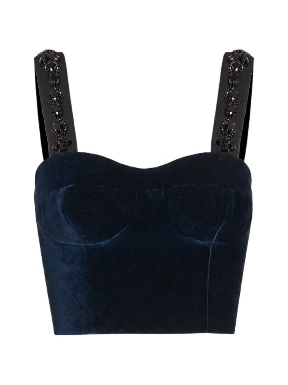ERDEM embroidered velvet bralette top - Blu