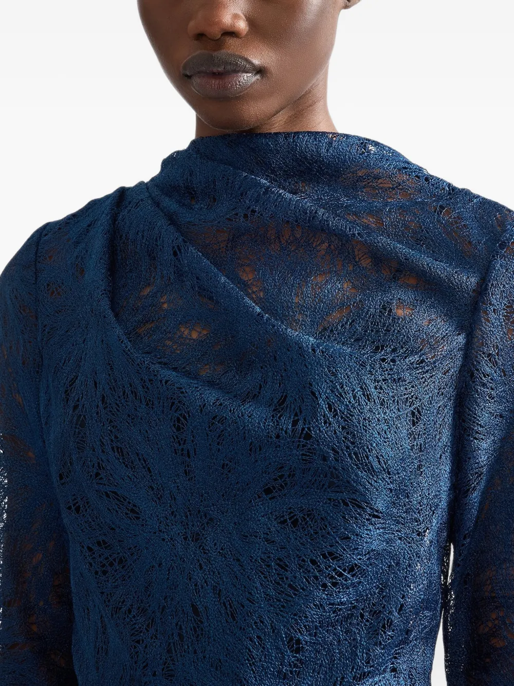 ERDEM draped floral-lace midi dress Blauw