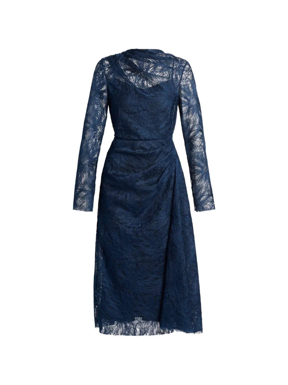 ERDEM draped floral-lace midi dress - Blau