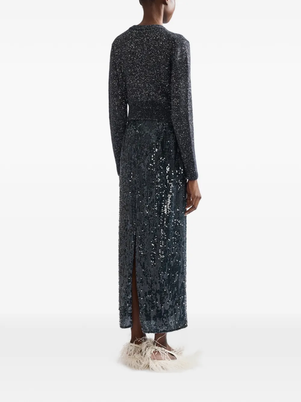 ERDEM crystal-embellished sequined cardigan Zwart