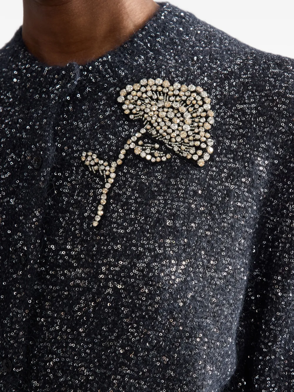 ERDEM crystal-embellished sequined cardigan Zwart