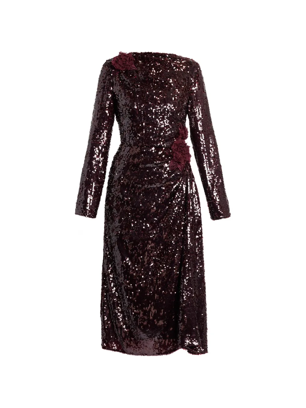 ERDEM sequin-embellished floral-detail midi dress Rood