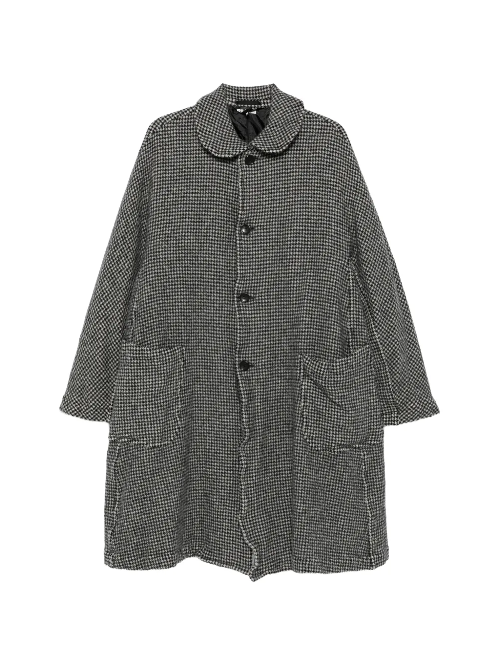Black Comme Des Garçons houndstooth-pattern Peter-Pan-collar coat - Nero