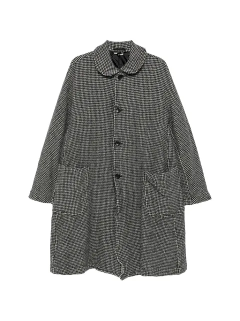 Black Comme Des Garçons houndstooth-pattern Peter-Pan-collar coat