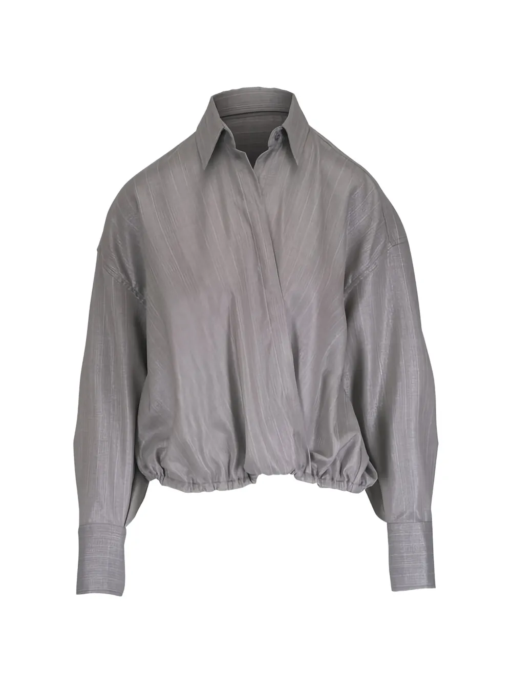 Brunello Cucinelli pinstripe-pattern elasticated-hem blouse Grijs