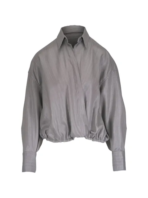 Brunello Cucinelli pinstripe-pattern elasticated-hem blouse