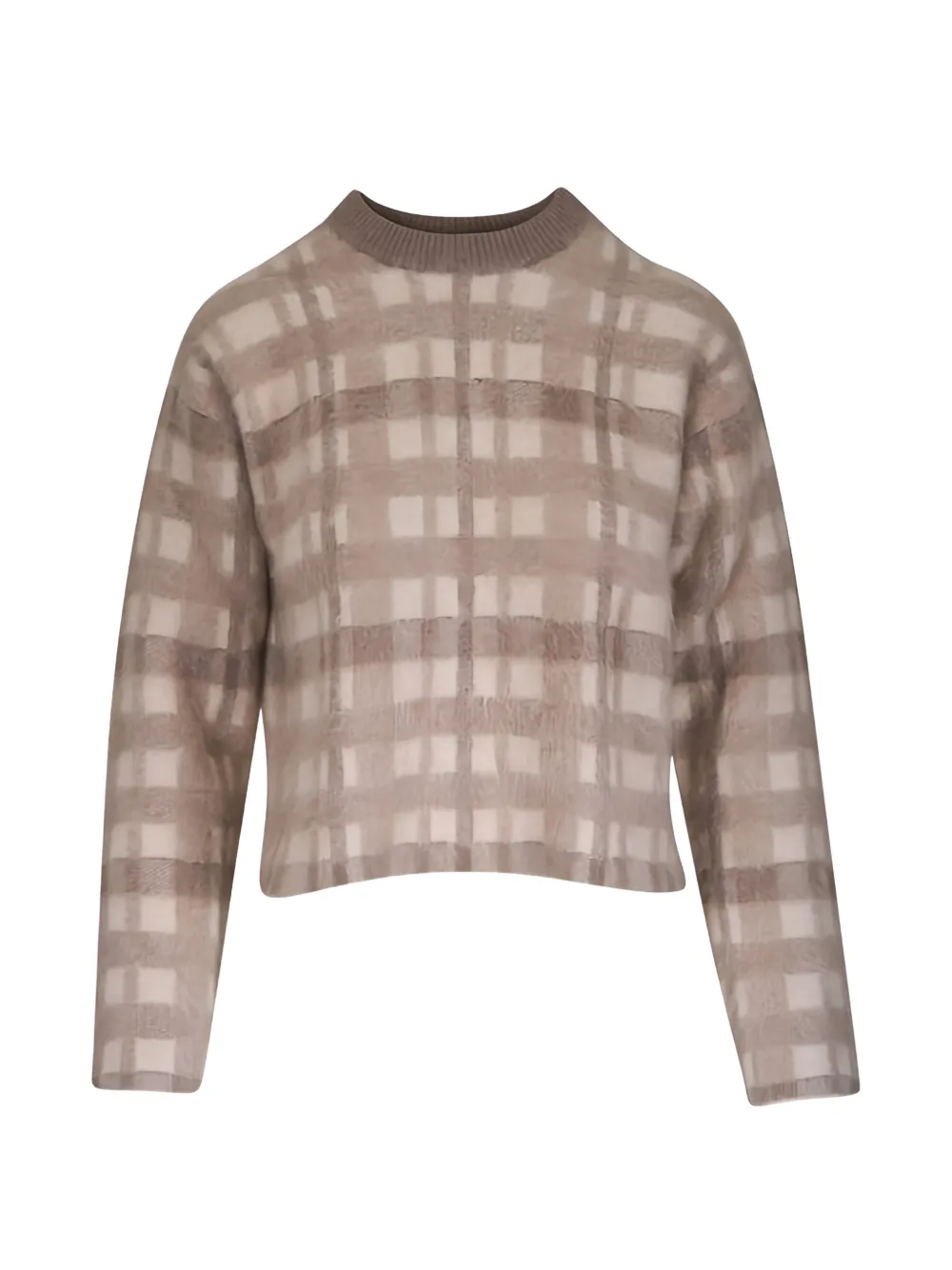 Lafayette 148 check-pattern long-sleeve sweater - Toni neutri