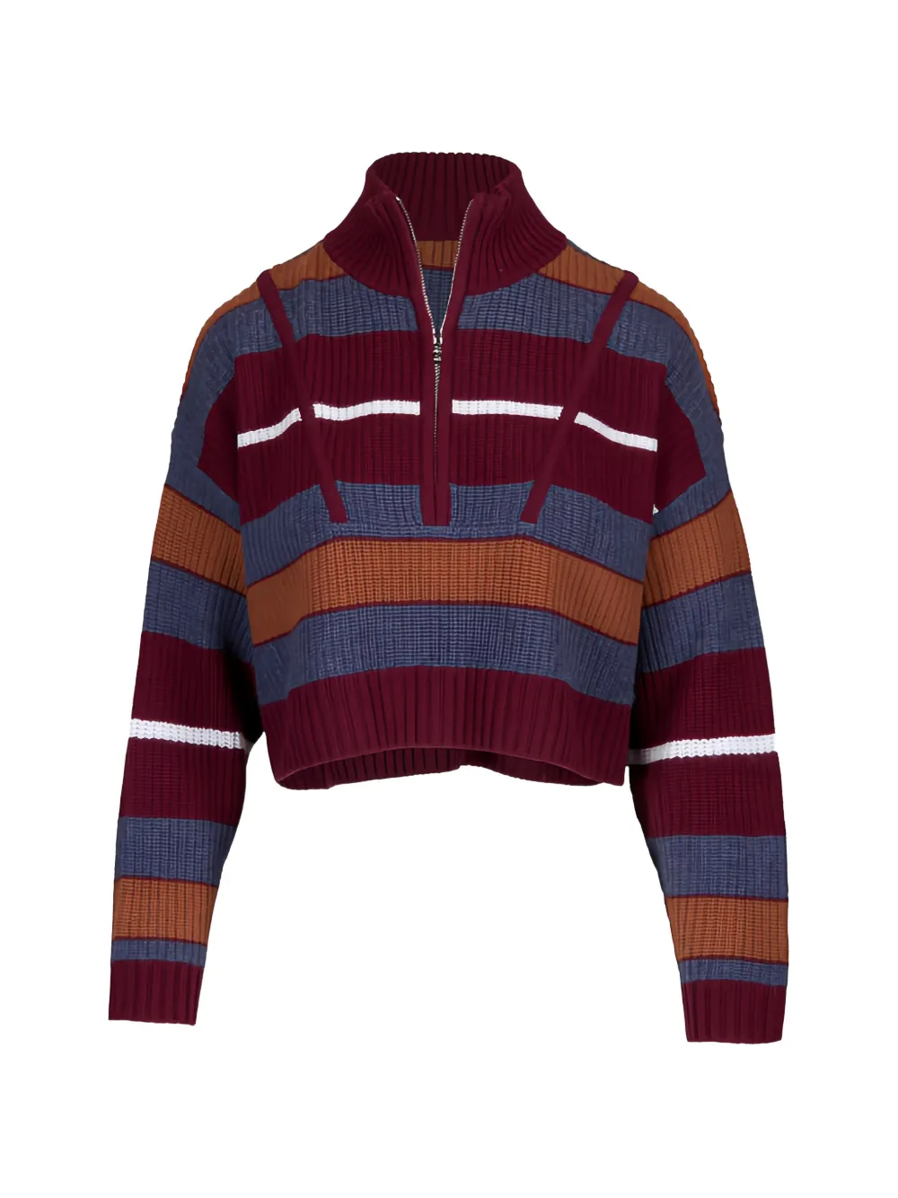 STAUD striped quarter-zip sweater Rood