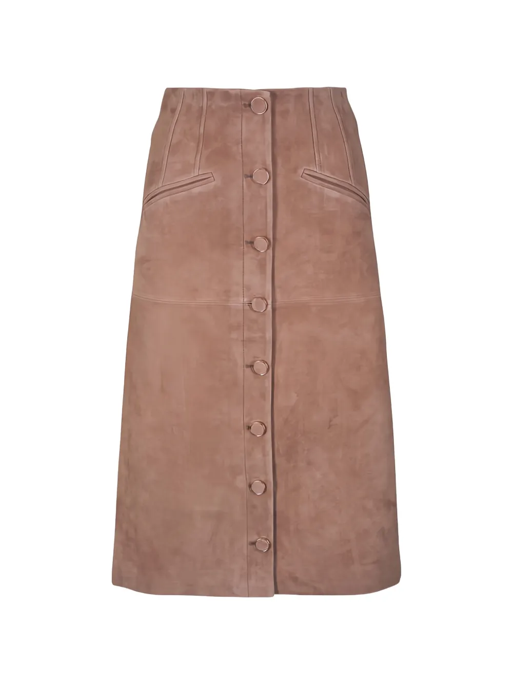 Veronica Beard Callisian button-front suede midi skirt - Marrone