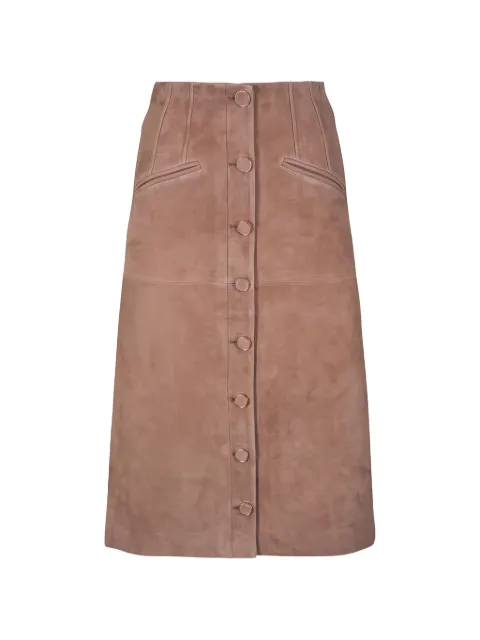 Veronica Beard Callisian button-front suede midi skirt