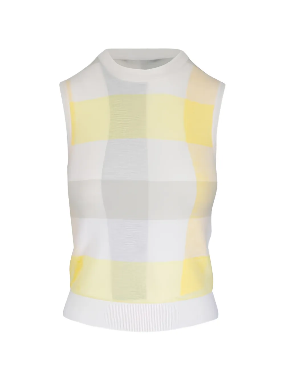 Vince Shadow check-pattern wool top Wit